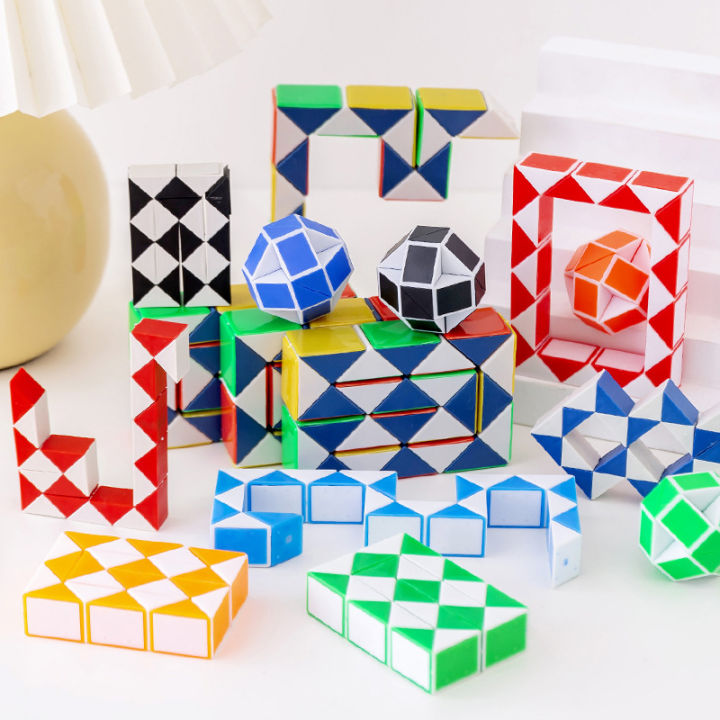 6 Pcs Folding Magic Snake Ruler Puzzle Antistress Cube Educational Toy ...