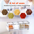 4 In 1 Crystal Seasoning Box Acrylic Spice Container Jar Condiment Dispenser With Spoon Set.