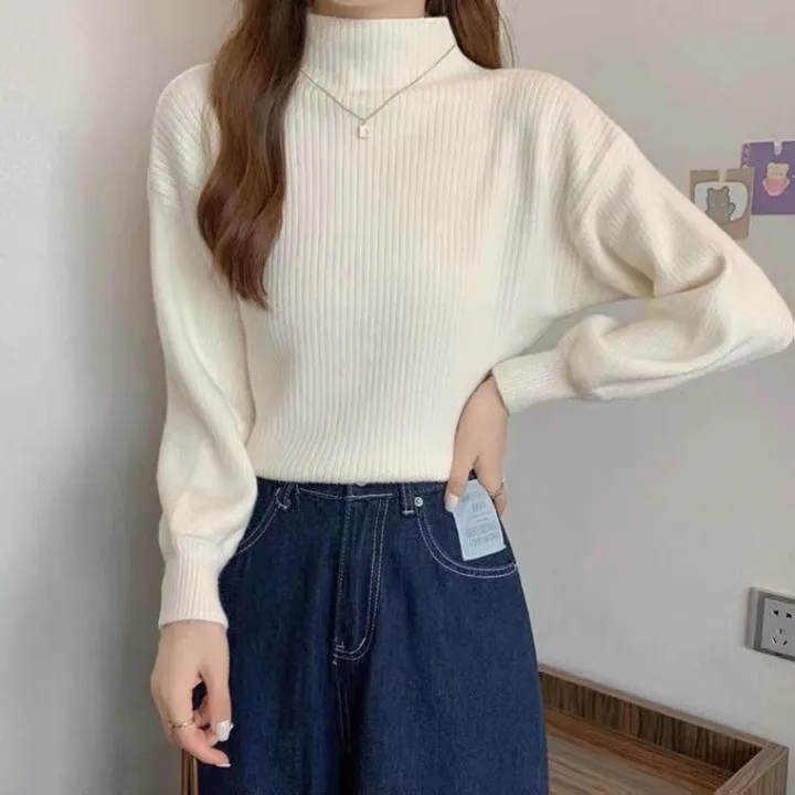Women's%20Turtleneck%20Sweater%20Autumn%20and%20Winter%20New%20Korean%20Style%20Puff%20Sleeve%20Loose%20Inner%20Wear%20Bottoming%20Sweater%20-%20Image%205