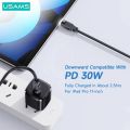 USAMS Lithe PD 100W 5A Type C Fast Charge Indicator Cable USB C Data Cable For iPad Switch Huawei Xiaomi Samsung Tablet Laptop. 