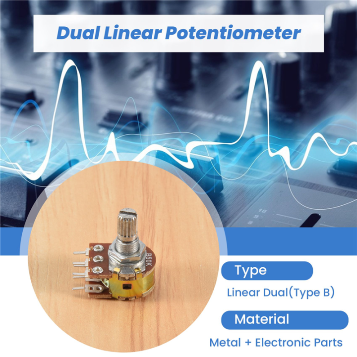 10PCS%20Top%20Adjustment%20Linear%20Dual%20Knurled%20Shaft%20Potentiometer%2050K%20Ohm%20B50K%20-%20Image%202