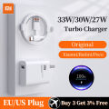 Xiaomi 33w 27w Original EU Turbo Quick Charger Carregador Adapter POCO F2 X3 Pro Type C Cable Redmi Note11 10s 8 Mi 11 10t 9t.