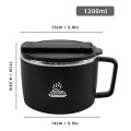WORTHBUY 1200ML Stainless steel Instant Noodles Bowl With Lid Tableware Portable Lunch Box Microwave Safe Leak Proof Bento Box. 