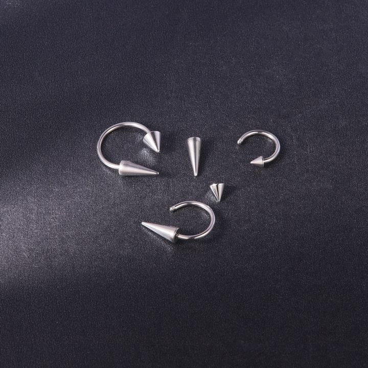 ZS%2016G%20Cone%20Septum%20Ring%20Stainless%20Steel%20Horseshoe%20Nose%20Piercing%20Spike%20Lip%20Rings%20Black%20Color%20Tragus%20Helix%20Earring%20Body%20Jewelry%20-%20Image%205