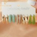 5Pairs Enamel Set Earrings Metal Earings Female.