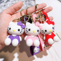 Kawaii Sanrio Hello Kitty Keychain Cartoon Doll Cute Kitty Pvc Key Chain Soft Rubber Car Key Ring Women Bag Pendant Girl Gift.