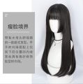Jellyfish Hime Cut Black Long Straight Wig Female Long Hair Natural Realistic Full-Head Wig Princess Cut lolita. 