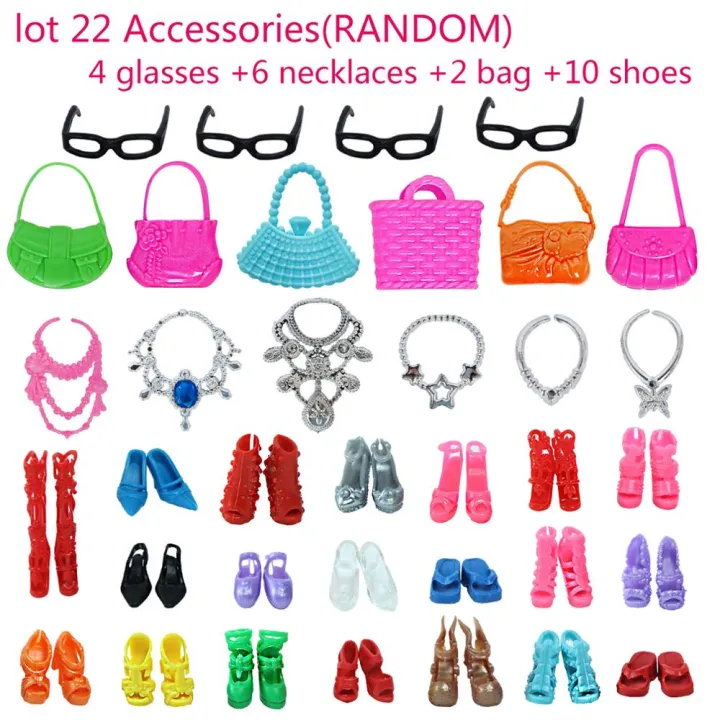 32%20Item/Set%20Doll%20Accessories=10%20Mix%20Fashion%20Cute%20Dress+%204%20Glasses+%206%20Necklaces+2%20Handbag+%2010%20Shoes%20Dress%20Clothes%20For%20Barbie%20Doll%20-%20Image%204