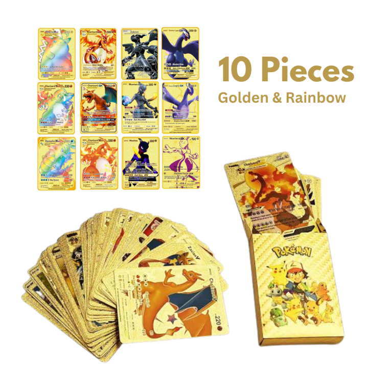 10Pcs%20Golden%20Pokemon%20Card%20&%20Rainbow%20Golden%20Card%20-%20Image%202
