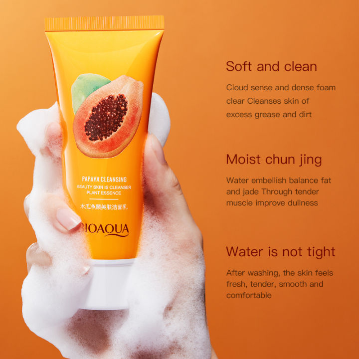 BIOAQUA%20Papaya%20Moisturizing%20Shrink%20Pore%20Face%20Wash%20Foam%20Facial%20Cleanser%20-100gm%20-%20Image%202