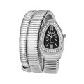 Fashion Simple Snake Shape Quartz Watch Bangle for Women Personality Punk Stainless Steel Cuff Bracelet Party Jewelry.