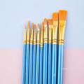 10 pcs Art Brushes Supplies Stationery Artist Purple Nylon Paint Brush Professional Watercolor Acrylic Wooden Handle Painting MuXiaRe. 