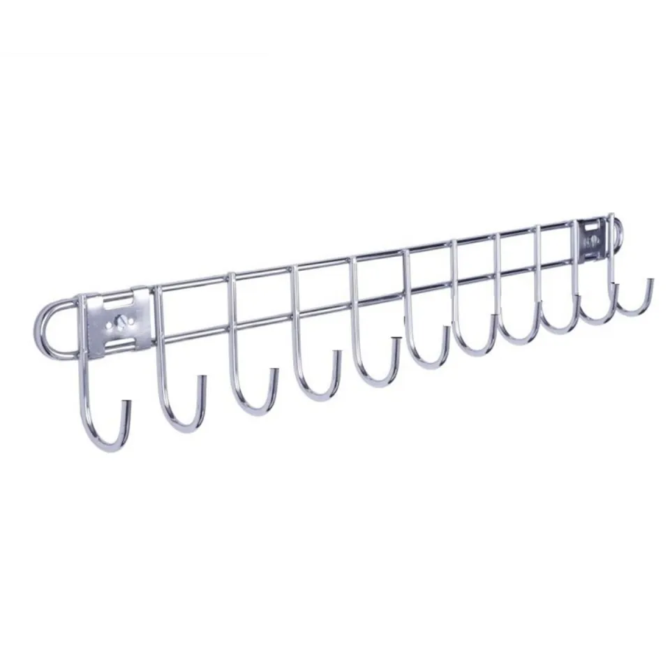 Stainless Steel 10 Hook hanger wall bracket coat towel rack cup stand