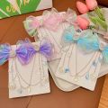 Children Cute Baby Mermaid Princess Pearl Fringe Bow Forehead Chain Hairpin Fairy Hair Accessories Cartoon Girls Hair Clip.
