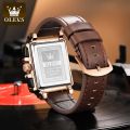 OLEVS 9919 Square Fashion Watches for Men Chronograph Waterproof Leather Wrist Watch - Watch For Men.