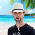 Sun Protection Summer Men's Straw Hat Foldable Cowboy Hat Outdoor Sun Shade Top Hat Beach Hat Broad-Brimmed Hat Travel Cap Men.