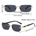 Retro UV400 Protection Rimless Rectangle Sunglasses Y2K Shades Frameless Sun Glasses for Women & Men.