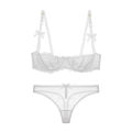 Varsbaby Lingerie Half Cup Lace Slim Bra Set Bow with Thong Woman.
