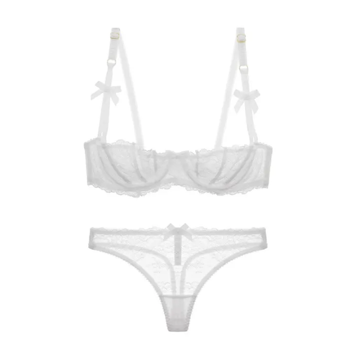 Varsbaby%20Lingerie%20Half%20Cup%20Lace%20Slim%20Bra%20Set%20Bow%20with%20Thong%20Woman%20-%20Image%208