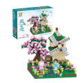 Cherry Blossom Tree House Building Blocks Compatible with Lego Small Micro Particle Adult Assembly Woodblock Toys and Gifts. 