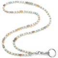 Beaded Lanyard for ID Badges and Keys, Cute Teacher Lanyard, Natural Stone Lanyard for Women Durable. 