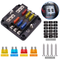 ARELENE 3X 6-Way Waterproof Fuse Block,with LED Indicator 12 Circuits with Negative Marine Fuse Box for Dc 12/24V.