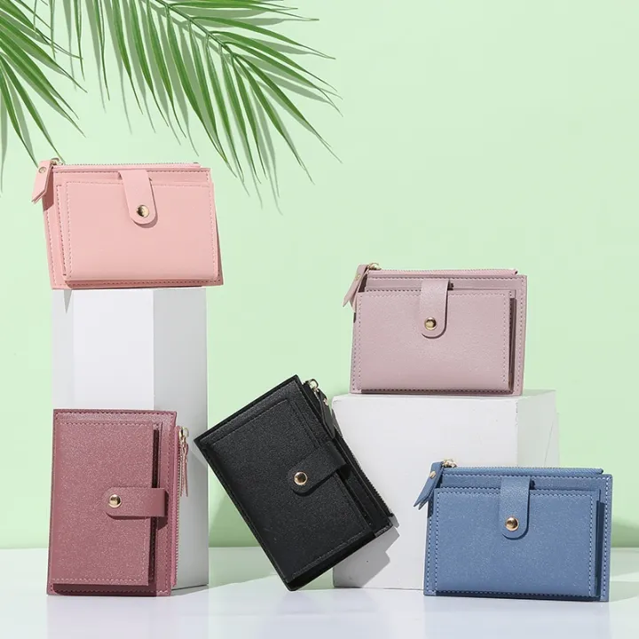 Women%20PU%20leather%20short%20pocket%20buckle%20zipper%20wallet%20Korean%20mini%20plain%20color%20flap%20trend%20purse%20multi-card%20high%20capacity%20card%20holder%20-%20Image%204