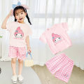 Kids Boys Girls Summer Cartoon Print Short Sleeve T-Shirt Tops with Shorts Toddler Baby Clothing Sets Kitty Kuromi Kids Outfits.