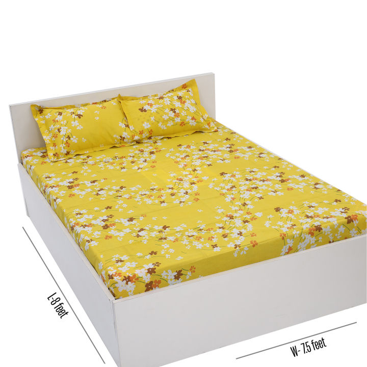 Cotton%20Multicolor(Blooming%20Beauty)%20Print%20King%20Size%20Flat%20Bed%20Sheet%20Set%20(7.5%20by%208.5%20Feet)%20with%20Two%20Pillow%20Covers-%20300%20Thread%20Count-%20Hand%20Washable%20-%20Image%205