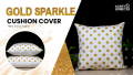 Sparkle Gold Afsan Printed Premium Cushion Cover, Gold & White (20"x12") Only Cover, Set of 2.
