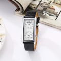 Fashion Men Women Watch Creative Double Dial Quartz Leather Rectangular Wristwatch for Men Elegant Minimalist Couple Watch Gift. 