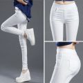 Black Solid High Stretch Pencil Pants Women Fall White Skinny Leggings High Waist Home Trousers Female Casual Wear P8823.