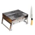 Outdoor Portable BBQ Stove With Knife - Black. 
