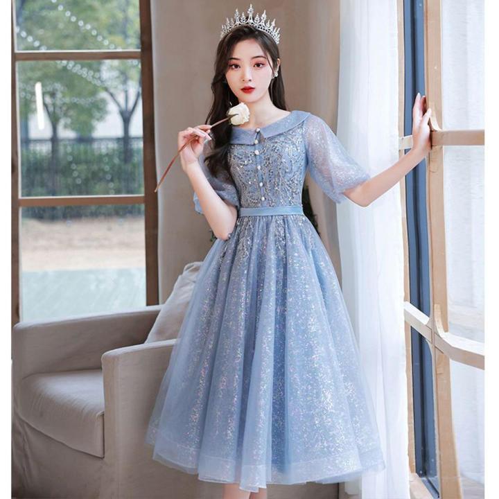 French Style Little Evening Dress Female Graduates Day Banquet Temperament Entry High-End High-End Sense 18-Year-Old Gift Summer