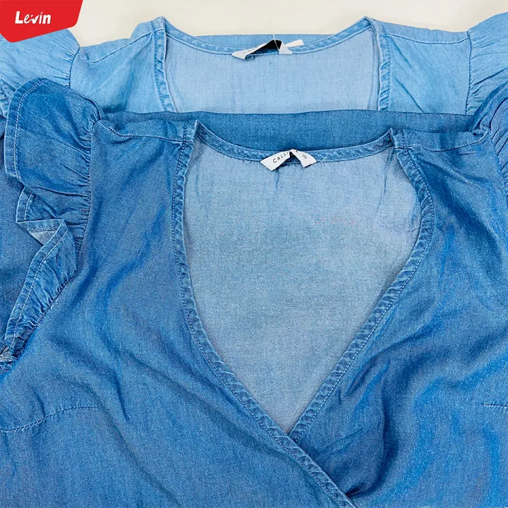Women's%20Ruffle%20Sleeve%20Crrossover%20Denim%20Tops%20From%20Levin%20-%20Image%207