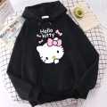 Solid black Color printed (hello kitty) Hoodie 320 GSM Fully Cotton Fabrics Suitable for Women Girls Ladies Hoodie by Tajkiya Fashion. 