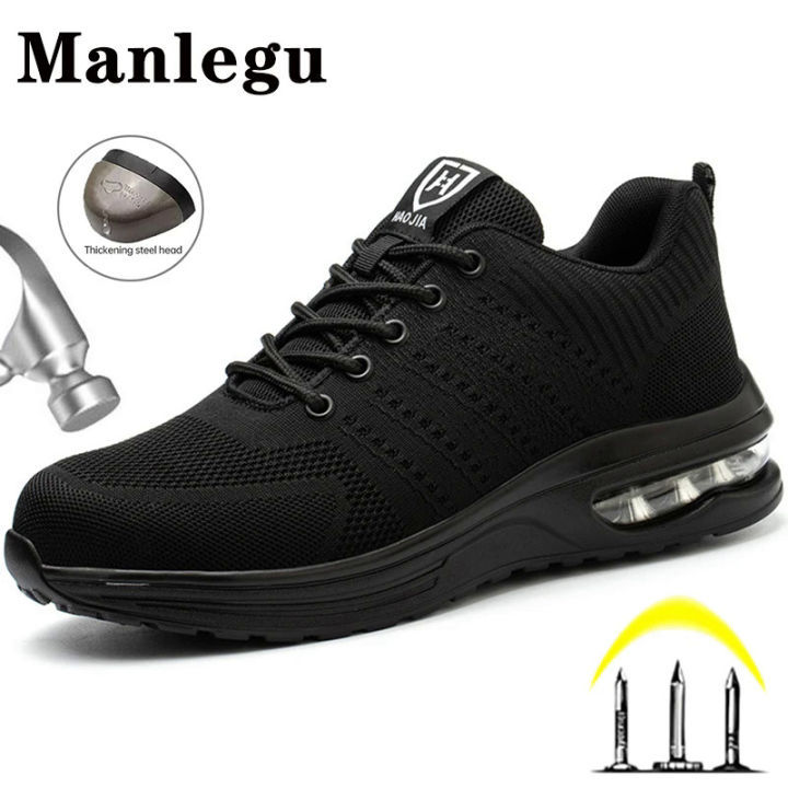 【selevn roind】 Safety Shoes Men Women Work Safety Boots Steel Toe Shoe Puncture Proof Air Cushion Work Sneakers Light Fashion Work Shoes Unisex
