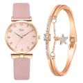 2pcs Set Women Watches Bracelet Set Flowers Ladies Bracelet Watch Casual Leather Quartz Wristwatch Clock Gifts Relogio Feminino.