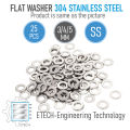 M3 Flat Washer 304 Stainless Steel 3mm Plain Finish for Bolt and Screw. 