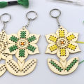 5Pcs Wooden Sunflower with Colour Embroidery Threads DIY Craft Kit Home Decor Cross-stitch Keyring. 