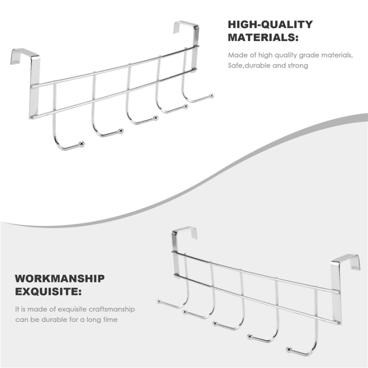 5%20Hooks%20Over%20Door%20Home%20Bathroom%20Kitchen%20Coat%20Towel%20Loop%20Hanger%20Rack%20Holder%20Shelf,Silver%20-%20Image%207
