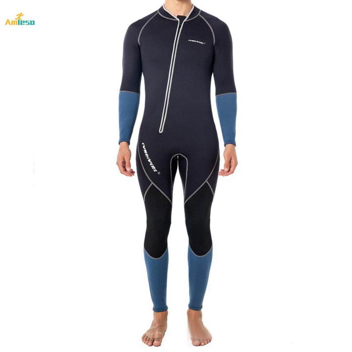 3mm Neoprene Wetsuit Front Zipper Wet Suit , Stretch Waterproof Swimming Full Suit Surfing Thermal Scuba Diving Suit for Water Sports , XXL