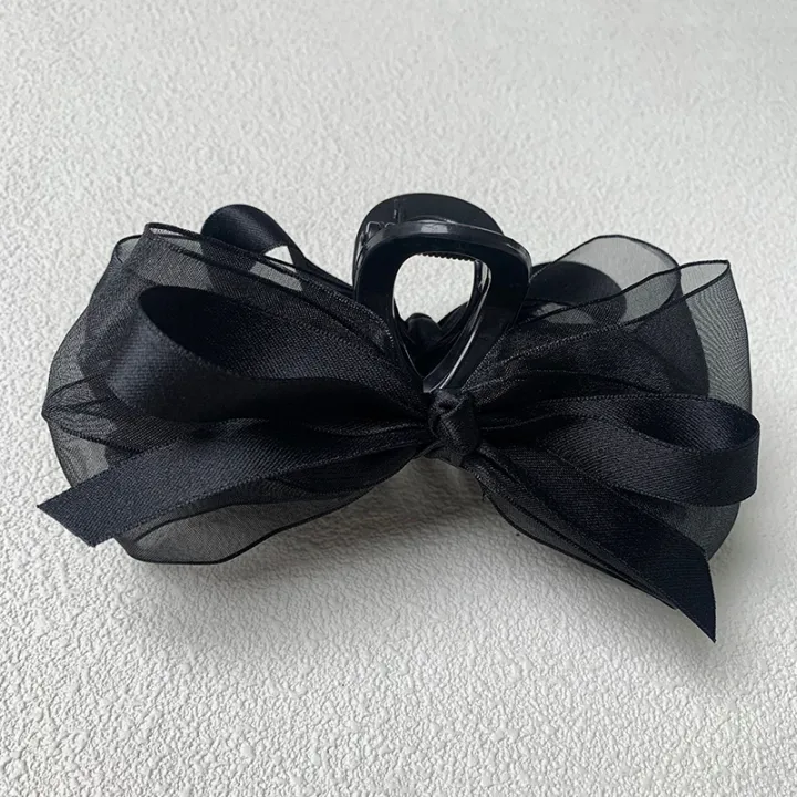 Black%20Mesh%20Bow%20Grab%20Hair%20Clips%20Women'S%20Hair%20Accessories%20Hairpin%20For%20Back%20Of%20Head%20SUPER%20BABY%20-%20Image%206