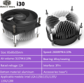 Cooler Master I30 Processor Cooler - Computer Cooling Components (Processor, Cooler, 9.2 cm, LGA 1150 (Socket H3), LGA 1151 (Socket H4), LGA 1155 (Socket H2), LGA 1156 (Socket H), 2600 RPM, 28 dB). 