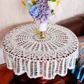 Handmade Crochet Table Cloth Vintage Lace Tablecloth Embossed Round Placemat Kitchen Dining Table Cover Mat Pad Home Decoration. 