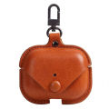 Luxury Leather Button Earphone Case for AirPods Pro | Waterproof Magnetic PU Protective Cover with Hook. 