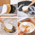 Pot Brush With Bamboo Long Laundry Handle Dishes Cleaner Pot Pan Cleaning Brushes Kitchen Cleaning Tool.