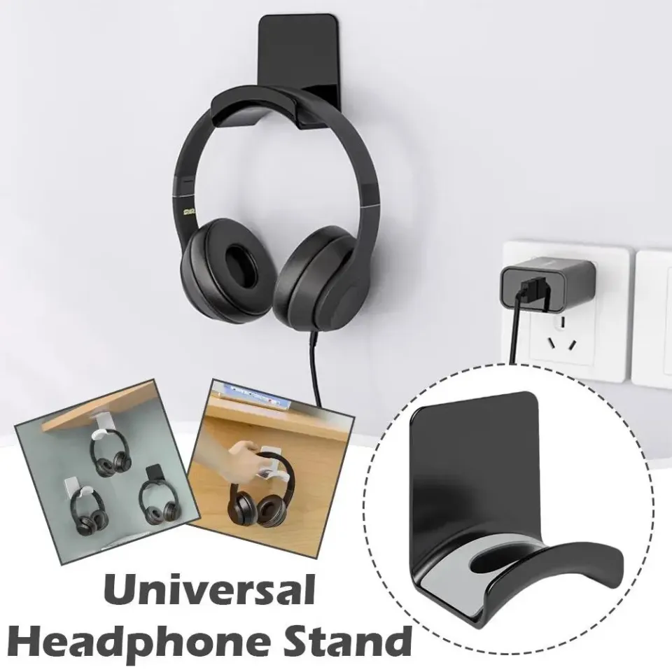 Universal Adhensive Plastic Wall Mount Hanger Headset Under Desk