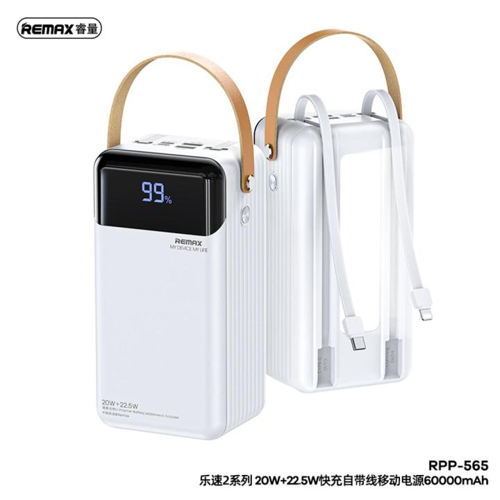 Remax Lesull Series 20W+22.5W CabledFast Charging Power Bank 60000mAh Rpp-565