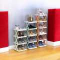 5-Tier Plastic Shoe Rack: Adjustable Folding Organizer for Closets and Bedrooms.